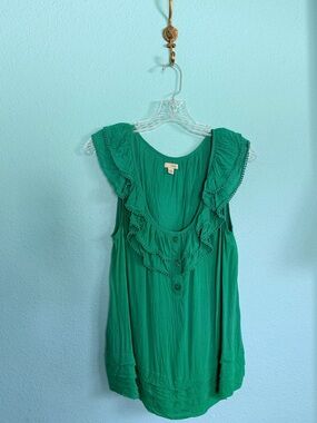 anthropologie Odille Ruffle Top, Green
